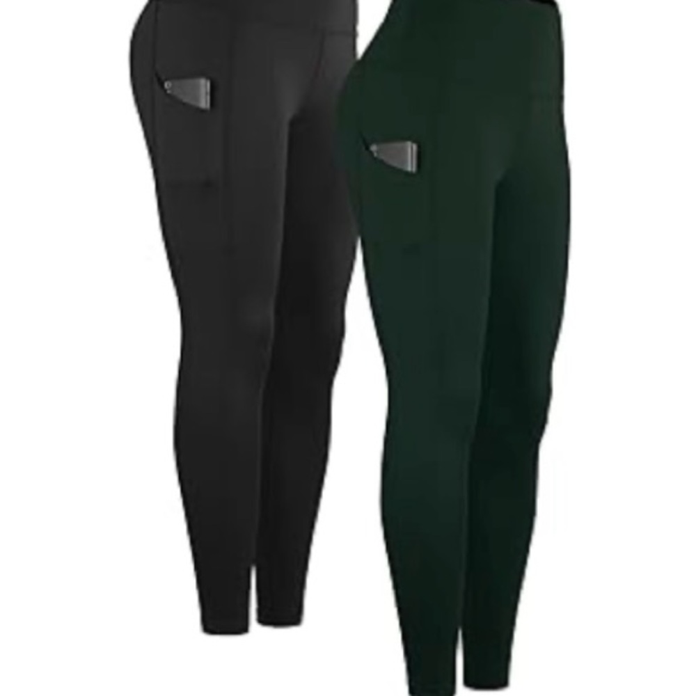 Women's Black and Green Leggings
